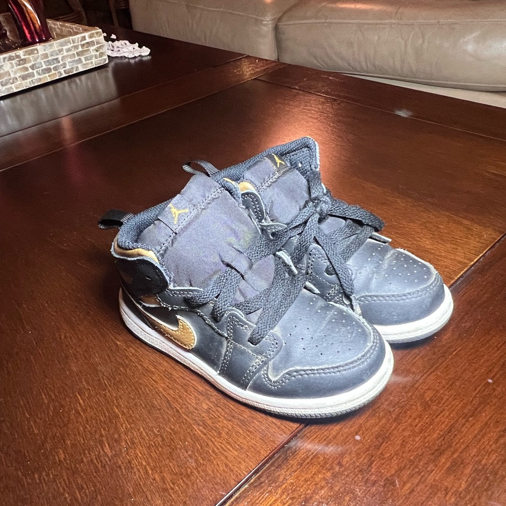 Kids Black and Gold High-Top Sneakers no box